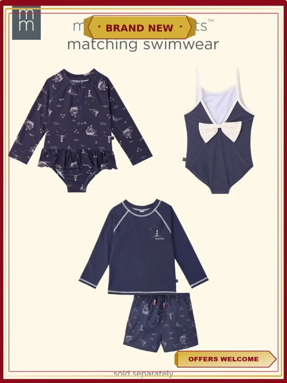 Baby Girl One-Piece Swimsuit with Bow - UPF 50+